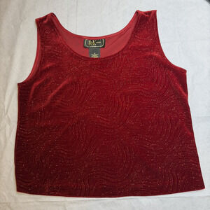 R&K Women’s Red Sparkly Sleeveless Top Size 12 Stretch Evening Party Holiday